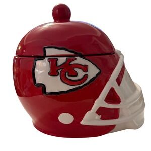 Kansas City Chiefs Football Helmet Ceramic Cookie Jar NFL Red White 10381